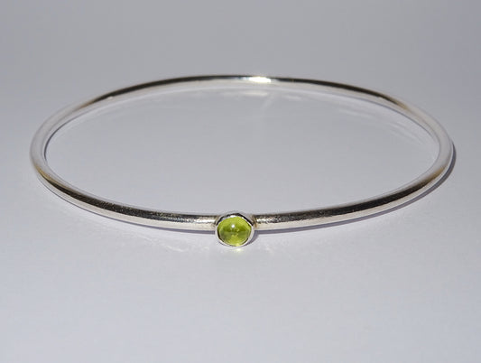 Sterling Silver Bangle with Peridot Stone